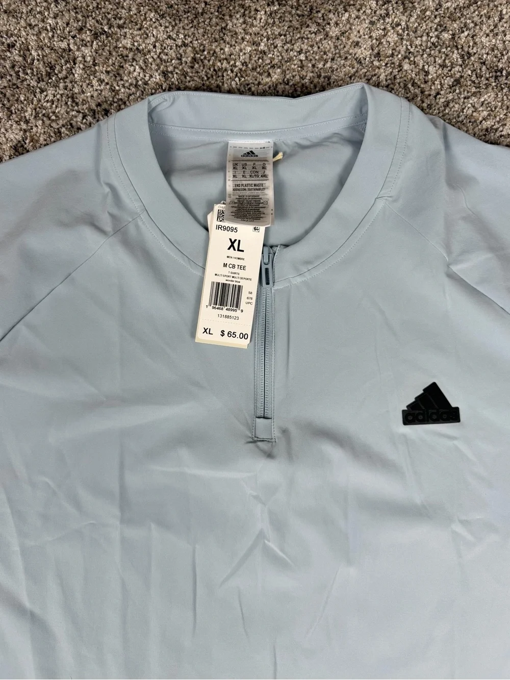 Sz Large adidas Light Blue Men's Quarter-Zip Performance Windbreaker Jacket